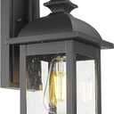 FEMILA Dusk to Dawn Outdoor Wall Sconce, 15" Matte Black Seeded Glass Outdoor Sconce Lights, Front Porch Light Fixtures Wall Mount, Garage Lights for Patio, Entryway, Garden, 4FD54B-PC BK