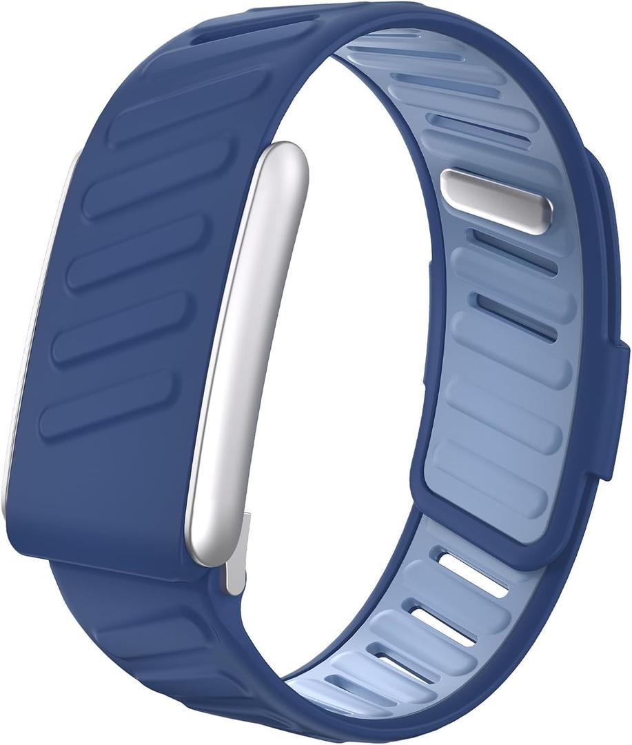 mimo Upgrade Durable Premium Silicone Sport Band for Whoop 5.0 Strap Men Women, Adjustable Waterproof Replacement Strap, Wristbands Straps for Whoop 5.0 Silicone Bands- Not Compatible with Gen 4 (Dark Blue & Light Blue)