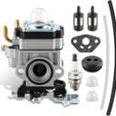 AUTOKAY Carburetor Replace 4082 for Jiffy Ice Auger Jiffy 2 Cycle Engines Carb w/Gasket Fuel Filter Check Valve Fuel Line