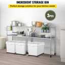 VEVOR Ingredient Bin, 10.5 Gallons Capacity Ingredient Storage Bin, PP Material Flour Bins On Wheels, White Shelf Ingredient Bin with Scoop and Sliding Lid, Commercial Storage Bins 3 Pcs/Set