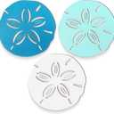 Jetec 3 Pcs Sand Dollar Wall Decor Summer Beach Coastal Wall Decor Art Bathroom Wood Ocean Sand Dollars Decoration Teal Seafoam for Home Bedroom Office, Coastal Theme Restaurant, Coffee Shop, Hotel