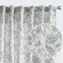 Lazzzy Linen Curtains Farmhouse Blue Floral Print Curtains 63 Inches Long Back Tab Drapes for Living Room Bedroom Semi Sheer Patterned Country Vintage Curtains 2 Panels Set Rod Pocket Blue on Beige (50"W x 63"L (Pack of 2))