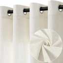 Natural Cream Linen Curtains 84 Inch Length 2 Panels for Living Room Bedroom, Light Filtering Sheer Curtains 84 Inches, Modern Farmhouse Grommet Semi Sheer Soft Privacy Drapes