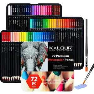 KALOUR 72 Watercolor Pencils Set, Water Soluble with 2 Brushes