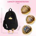 Duck Cute Backpack, Large Capacity Cute Funny Aesthetic Kawaii Corduroy Mochila (Black)