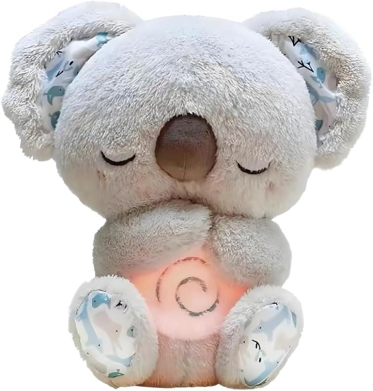 Anxiety Stuffed Animal - Relief Koala Bear for Adults & Kids, Soothing Plush with Breathing Motion, Calming Sleep Buddy, Music & Lights(self contained Battery) (Grey)