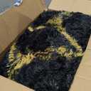 ONASAR Area Rugs for Bedroom Living Room, 4x6 Fluffy Black and Gold Throw Rug, Shaggy Geometric Floor Mat for Home Decor, Soft Plush Carpet for Kids Teen Playroom Dorm Classroom Office