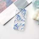 NITITOP Compatible with iPhone 16 Case Cute Clear Flower Floral Artistic Design for Women Girls Stylish Slim Soft TPU Shockproof Protective Girly Phone Cover - Blue