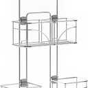 Zenna Home Shower Caddy Hanging Bathroom Organizer, Steel Shower Shelves with 4 Sliding Baskets and Built in Hooks, Accomodates Hose for Handheld Shower Head Storage System, Chrome