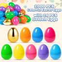 BAYSING 1000PCS Plastic Easter Eggs Bulk, with 12PCS Golden Eggs Bulk Empty Plastic Eggs Fillable Colorful Bright Eggshell Bulks Party Favor, Basket Stuffers, Classroom Prize Supplies