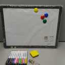 Monthly Calendar Whiteboard Dry Erase Cork Board Combination for Wall, 17x13 Magnetic Dry Erase Board, Double-Sided White Board, Portable Board for Office, Planning, Memo, School, Home (Black)