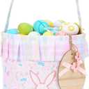 Personalized Easter Bunny Basket - Custom Easter Bucket Bag for Easter Egg Hunts (No-custom-B-Pink)