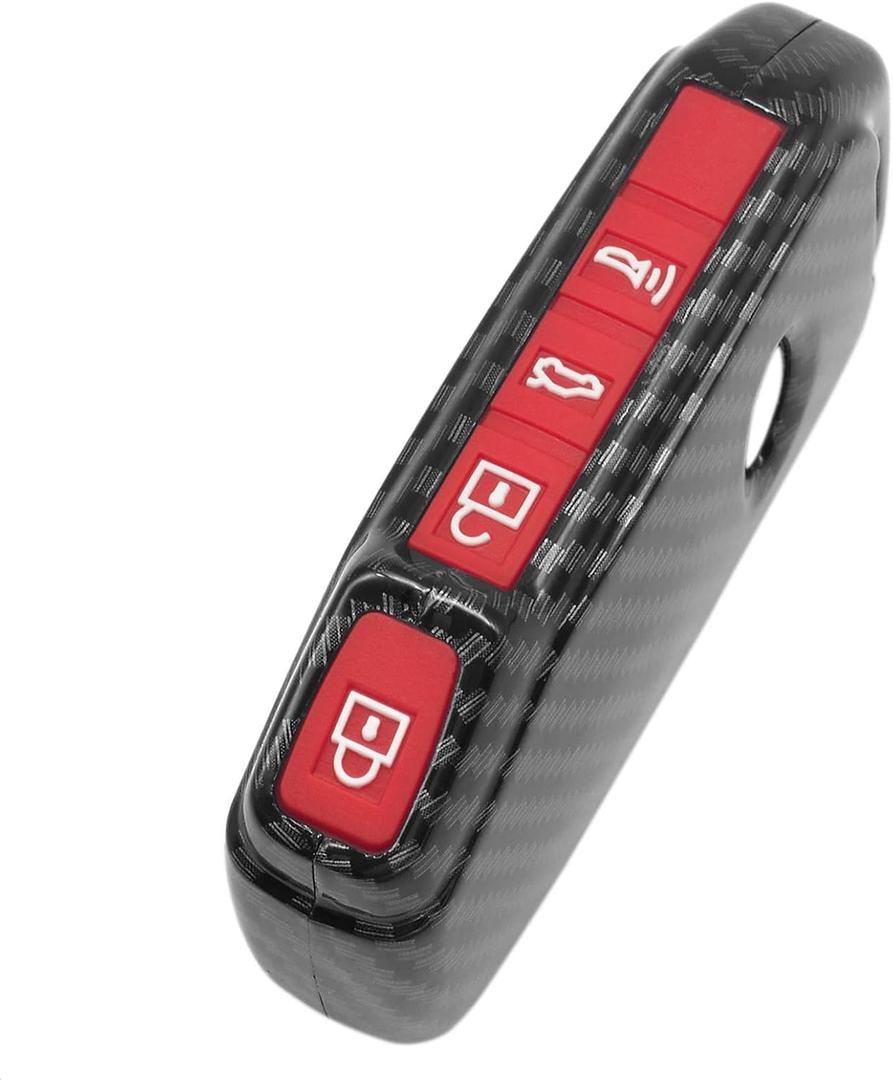 Smart Key Fob Case Cover Compatible with KIA CEED CERATO Forte NIRO SELTOS Sorento Soul SPORTAGE Telluride 3 4 Button Keyless Black Carbon Fiber Pattern ABS Silicone Rubber Night-Luminous Red