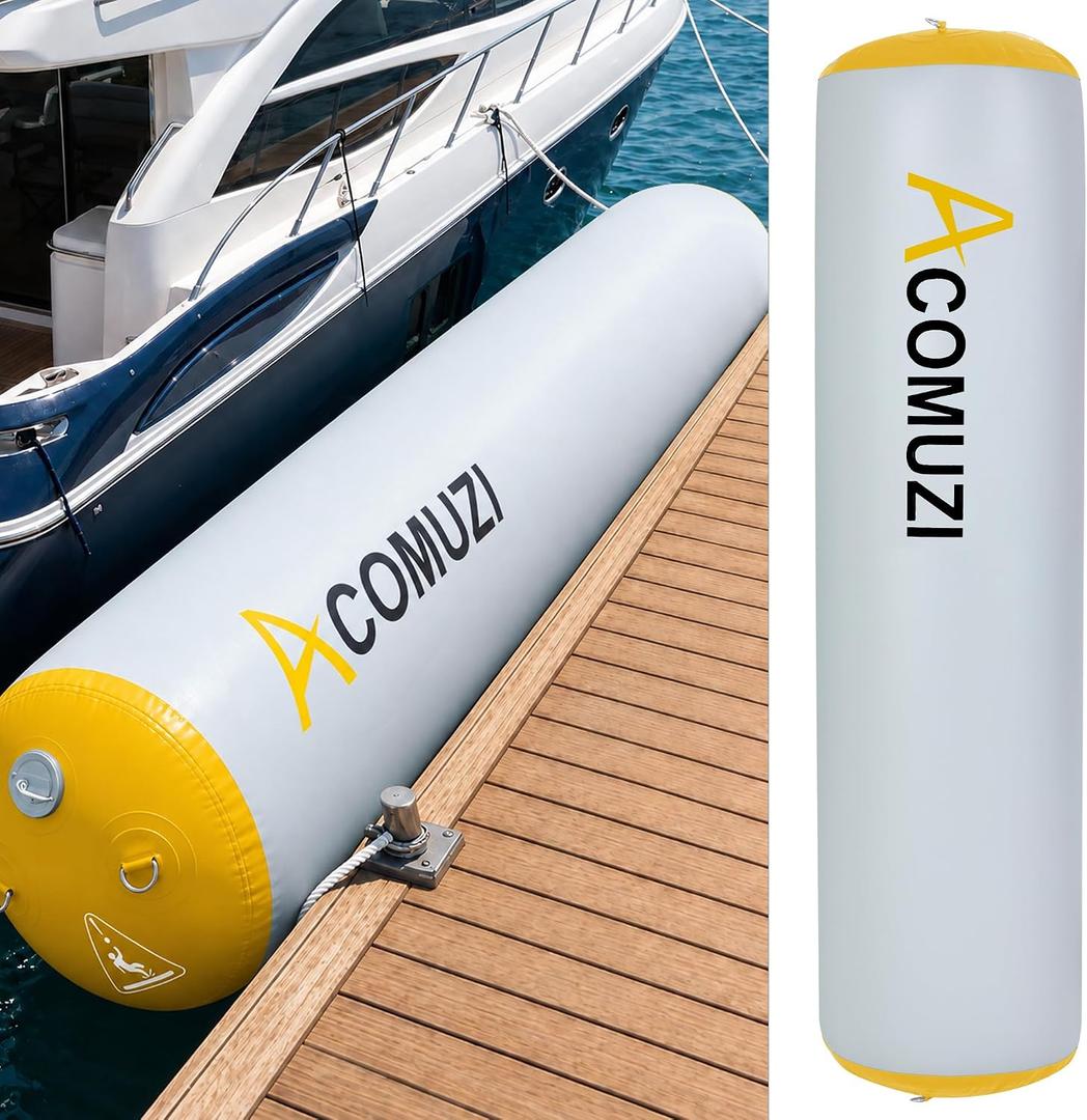 Inflatable Boat Fenders Bumpers Large Boat Bumpers for Docking Heavy Duty, Inflatable PVC Large Dock Fenders with 2 Ropes, Repair Kit & Bag for Pontoon Fishing Boats Yachts Jet Skis