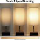 Cordless Table Lamp, Rechargeable Lamp Touch Control Dimmable, Battery Operated Small Bedside Table Lamps for Night Stand, Desk Lamp with Linen Fabric Shade for Bedroom,Home,Office,Dorm(White) (12 Inch)