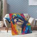 Colorful Shih Tzu Blanket Gifts for Women Girls Dog Lovers, Shih Tzu Themed Throw Blankets, Soft Cozy Lightweight Plush Throws for Living Room Sofa Couch Home Decor 60x80in