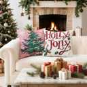 2 x Artscope Christmas Tree Snowman Throw Pillow Covers 18x18 Inch Set of 4, Let It Snow Holly Jolly Winter Hoilday Christmas Decoration Pillow Cases for Home Sofa Couch Decor-Pink