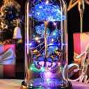 Mothers Day Rose Gifts for Mom Birthday Gift for Women, Rechargeable Galaxy Glass Rose in Glass Dome Crystal Eternal Roses Butterfly Mother's Day Flowers Gifts for Women Mom Wife Grandma Daughter Blue