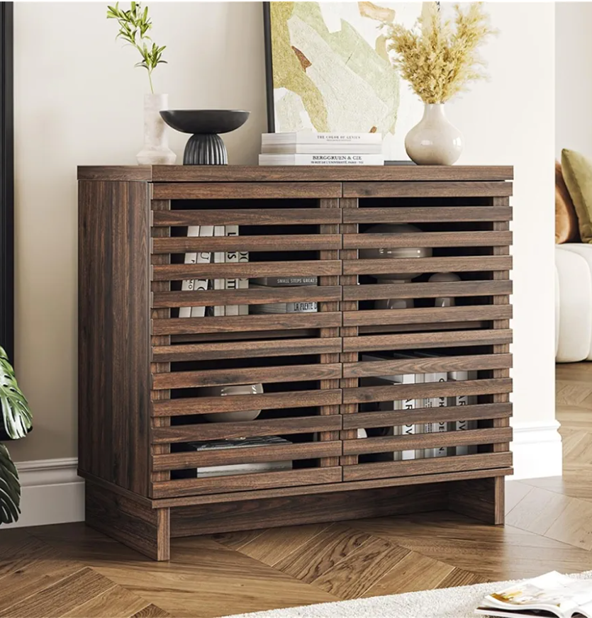 Buffet Coffee Bar Cabinet, Mid-Century Modern Sideboard Buffet Cabinet with Adjustable Shelves, Sideboard Coffee Bar Cabinet Accent Cabinet with 2 Doors for Kitchen, Entryway, Living Room