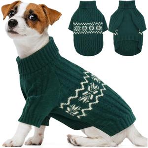 Kuoser Small Dog Sweater, Christmas Clothes, Pullover Puppy Knitwear Apparel for Small Dogs Boy Girl Yorkie Chihuahua, Green XS (XS (Chest: 11.8'' / 30cm))