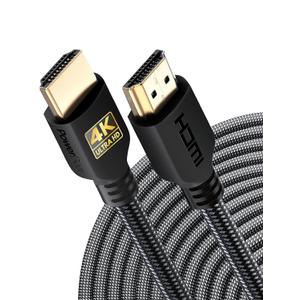 PowerBear 4K HDMI Cable 25 ft | Long Hdmi Cable, Braided Nylon & Gold Connectors, 4K @ 60Hz, Ultra HD, 2K, 1080P, ARC & CL3 Rated | for Laptop, Monitor, PS5, PS4, Xbox One, Fire TV, & More