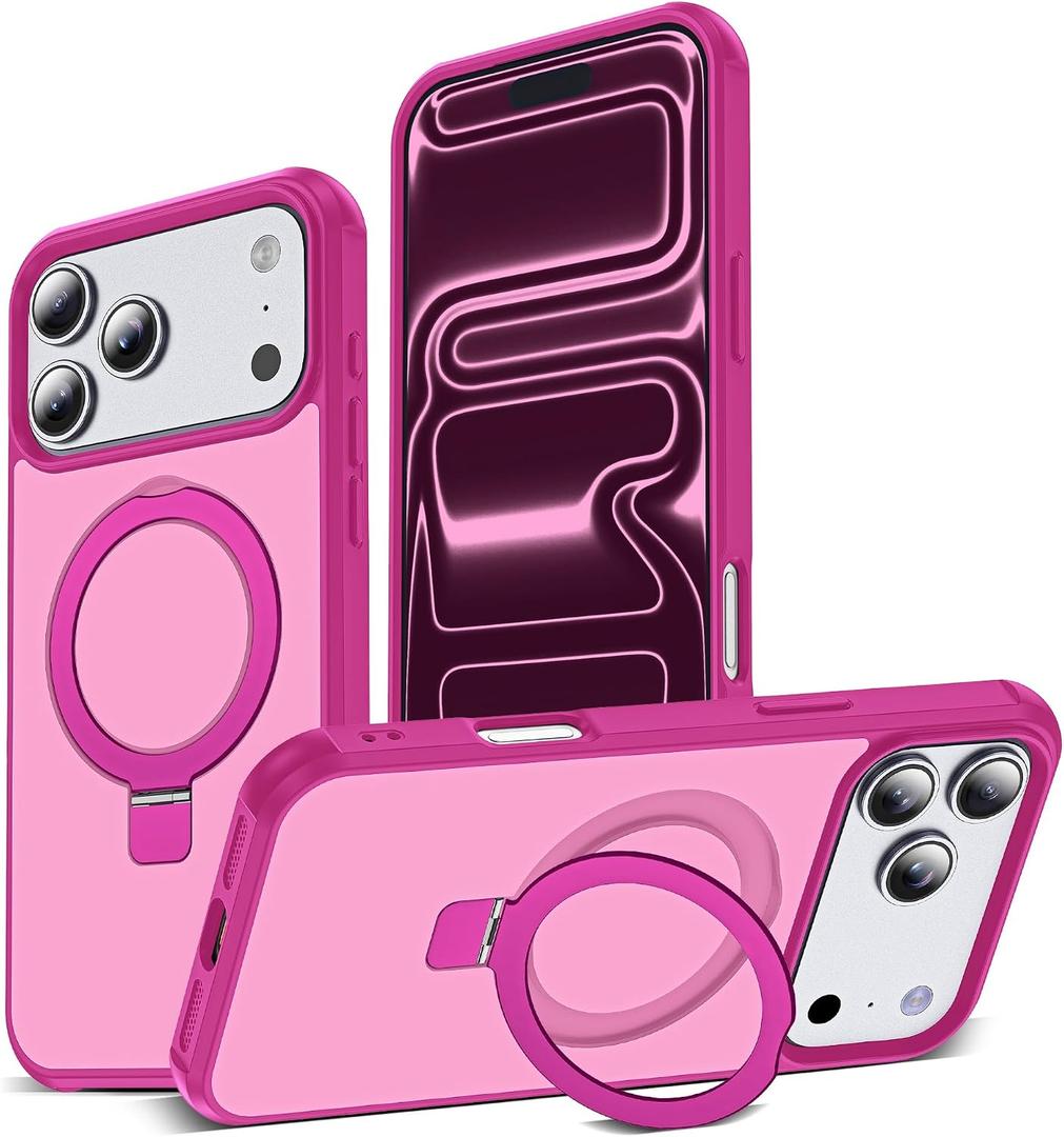 Compatible with iPhone 17 Pro Max Case with Ring Stand,Magenta