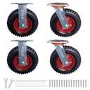 8" Caster Wheels For Carts Heavy Duty Casters Set Of 4 (2 Swivel & 2 Fixed) Cart Wheels Large Rubber Castor Wheels Sets 4 With Screws