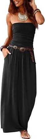 Alaster Queen Women’s Strapless Bandeau Summer Long Floral Dress Off Shoulder Beach Maxi Dress S