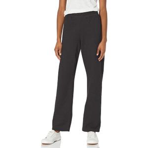 Hanes Women's Sweatpants, EcoSmart Fleece Pants, Pocketless Open-Bottom Sweatpant, Regular & Petite (X-Large, Ebony)