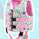 Pottwal Swim Vest for Kids - Swim Jacket for 1-2 Years (24-33LBS) - Buoyancy Aid Made of Neoprene & EPE - with Adjustable Crotch Strap (Medium, 8 Pockets - Purple Mermaid Scales)