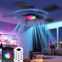 Ceiling Fans with Lights 52 inch,Flush Mount Low Profile,Smart Remote & App,RGB LED,Dimmable 3CCT,6-Speed Reversible,Sleek Ceiling Fan for Bedroom Living Room Apartment Nursery,Black