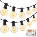 Outdoor String Lights 49FT Patio Light with 24 Shatterproof G40 LED Bulb, Waterproof Outside Hanging String Light for Christmas Backyard Porch Balcony Gazebo Party (Black Wire)
