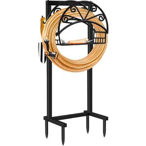TomCare Garden Hose Holder Upgraded Water Hose Holder Heavy Duty 4 Spikes Hose Hanger Holds 160 Feet Hoses Stable Freestanding Hose Storage Organizer for Outside Yard