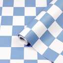 Amiya Checkered Wallpaper Peel and Stick Blue Checkerboard Contact Paper Modern Self Adhesive Vinyl Removable Wall Paper Mosaic for Shelf Liner,Classroom,Cabinets,Living Room 17.3X120