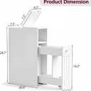 VECELO Slim Bathroom Storage Cabinet, Small Narrow Storage Organizer with Flip Top & Slide Out Drawers, Freestanding Toilet Paper Holder for Bathroom, Kitchen, Laundry Room, White, 7.5"D x 20.0"W x 28.5"H