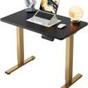 HUANUO 32" Small Electric Standing Desk Adjustable Height, 4 Memory Height Settings, Sit Stand Up Desk for Home Office & Computer Workstation, Black and Gold Frame (32" x 19")