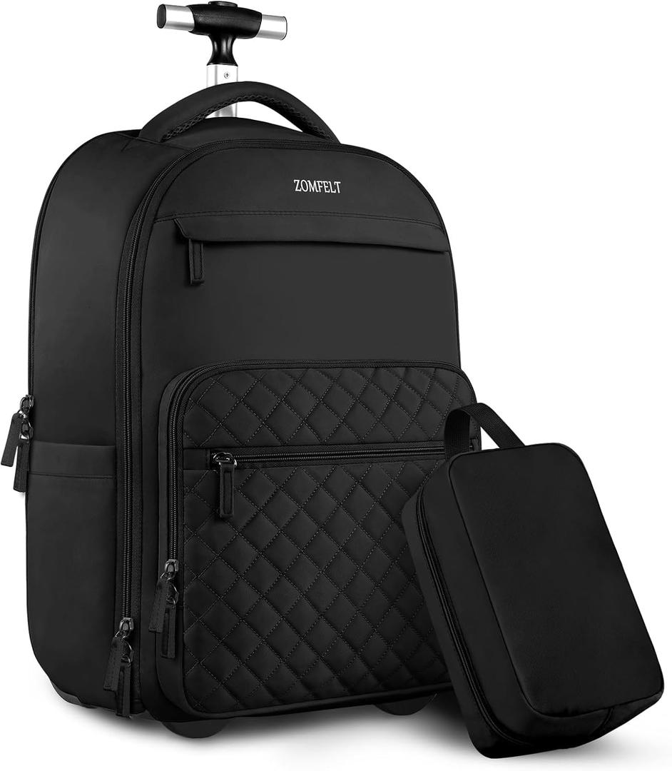 ZOMFELT Rolling Backpack for Women, Backpack with Wheels Carry on Luggage & Travel Backpack for Women Men, Carry on Backpack