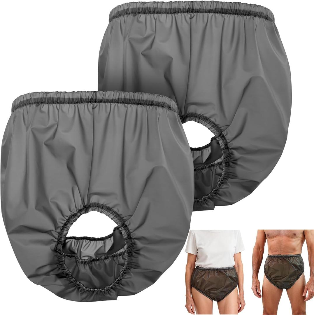 2 Pack Adult Plastic Incontinence Pants Side Leakage Prot,Black M | Side Leakage Protection for Men & Women