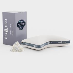 Eli & Elm | Best Ergonomic Side Sleeper Pillow for Neck Pain. Supportive Cooling Latex Fill with Luxury Breathable Cover. U-Shape Contoured Design. Queen Size Bed Pillow - 17" X 29" (White)