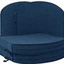 Outdoor Chair Cushions, Fade-Resistant & Water-Resistant, D Shaped Patio Furniture Seat Chair Pads Replacement with Ties, Non-Slip Bottom, Removable Cover, Set of 4, 17 x 16 Inch, Navy Blue