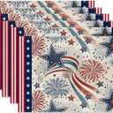 4th of July Placemats Set of 6, American Star Linen Place Mat Washable Stain Resistant Table Mats for Farmhouse Kitchen Dining Holiday Party Wedding Decor 12x18 Inch