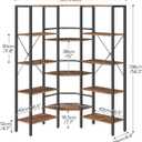 HOOBRO Industrial Corner Bookshelf, 5-Tier L-Shaped Bookcase, Open Display Storage Rack, Floor Standing Storage Shelf, for Living Room, Bedroom, Home Office, Rustic Brown and Black BF68SJ01, 46.8"L x 9.4"W x 54.3"H