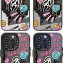 Magnetic for iPhone 15 Pro Magsafe Case Cute Aesthetic - Durable Fashion Funny Phone Case - Girly Skeleton Skull Pattern Print Cover Design for Woman Girl 6.1 inches Black