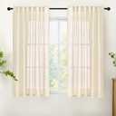 YoungsTex Linen Semi Sheer Curtains 54 Inch Length for Living Room Window - Short Light Filtering Drapes with Rod Pocket Back Tab for Bedroom, Beige, 2 Panels, 42 X 54 Inch