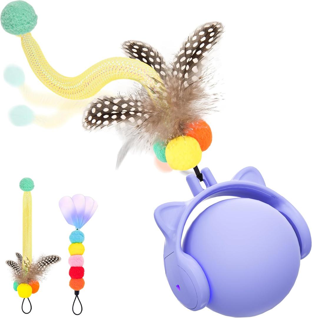 ORSDA Cat Toys for Indoor Cats, New Intelligent Voice Timing Touch Control Cats Ball, Simulate Mouse Sound Kitten Toy, Automatic Interactive Moving Cat Toy for All Ages (Periwinkle)