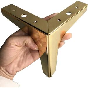 Metal Sofa Legs Furniture Replacement Leg Golden Sofa Feet Heavy Duty Triangle Cabinet Feet Set of 4 (4 Inch)