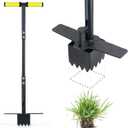 Colwelt Sod Plugger Tool 36-INCH, Grass Plug Tool 3 x 3 Square with Serrated Base, Bulb Planter Tool Long Handle with Dual Pedals & Easy Foot Ejector, Sod Turf Cutter for Lawn Planting Grass Repair