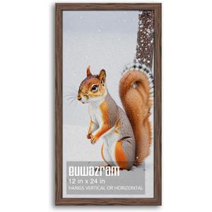 Rustic Walnut 12x24 Frame - Single Frame, 12 x 24 Poster Frame for Artwork, Puzzles, Photos and Movie Posters Picture Frames