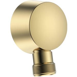 Wall Mounted Supply Elbow, Wall Elbow for Hand Shower, Solid Brass Round Wall Supply Elbow, Check Valve Included (Brushed Gold) (Gold,Brass)