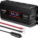 LVYUAN 1500W Car Power Inverter 12V to 110V DC to AC with 2 US Sockets, Cigarette Lighter, LCD Display, USB Ports for Car, Home, Truck, Outdoor, Camping